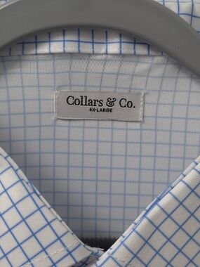 NEW Collars and Co Dress Collar Grid Polo Shirt Blue/White 4X Large NWT Golf